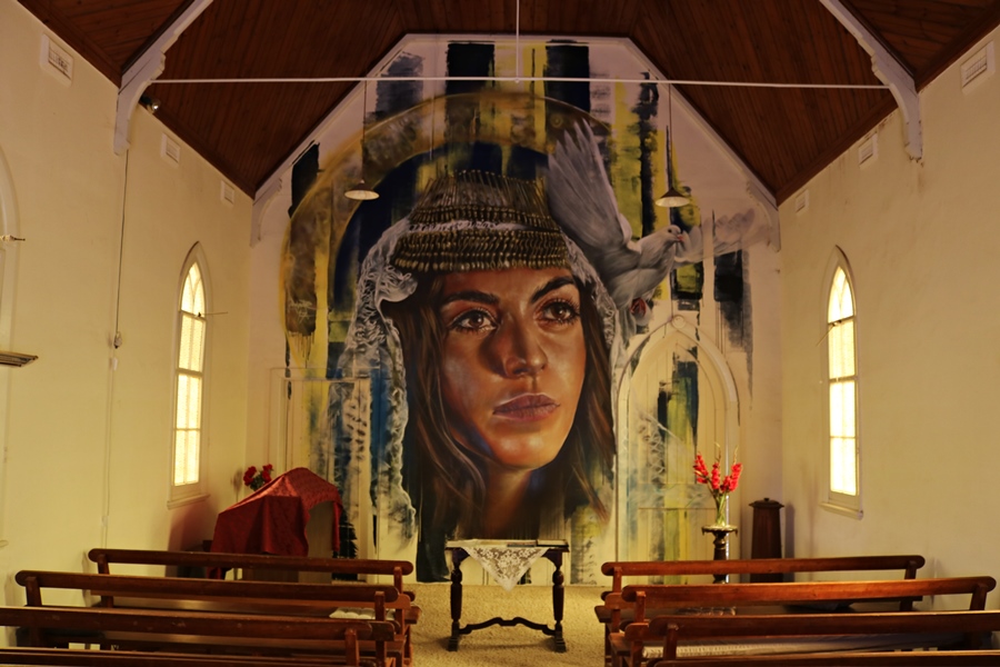 Sophia mural by Adnate within the Goorambat Uniting Church - Goorambat Victoria April 13th, 2019